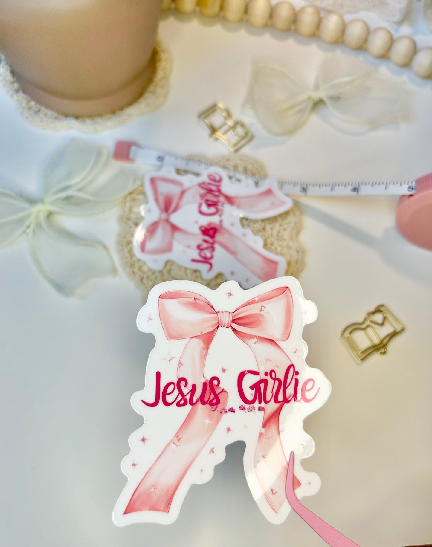 JESUS GIRLIE BOW STICKER SET