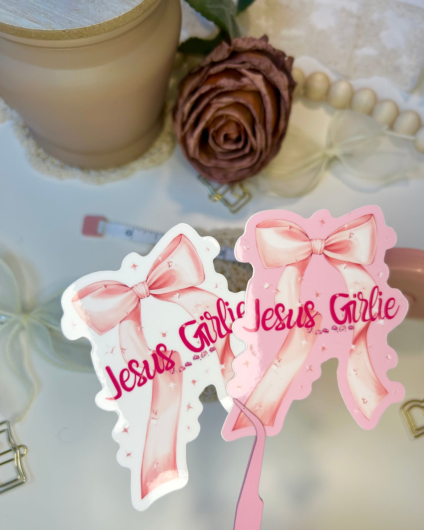 JESUS GIRLIE BOW STICKER SET