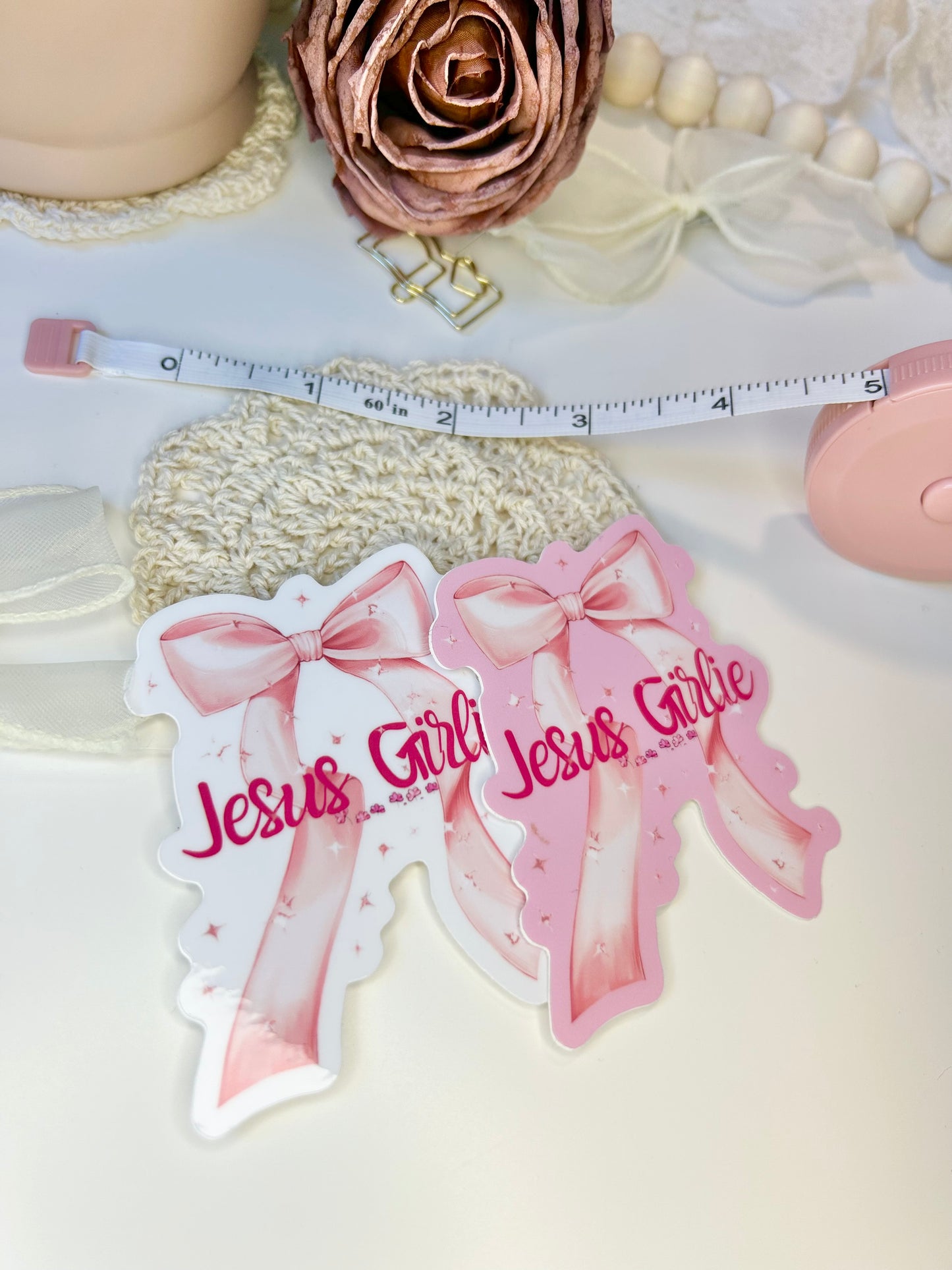 JESUS GIRLIE BOW STICKER SET